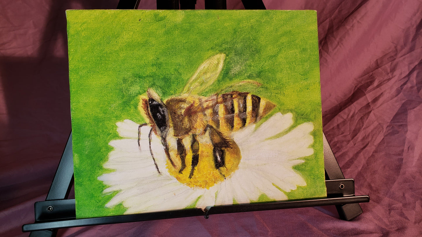 Golden Gatherer: Custom Bee Acrylic Painting