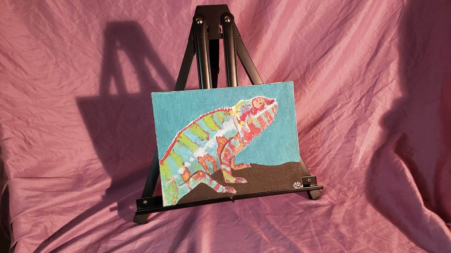 Hidden in Green: Custom Chameleon Acrylic Painting