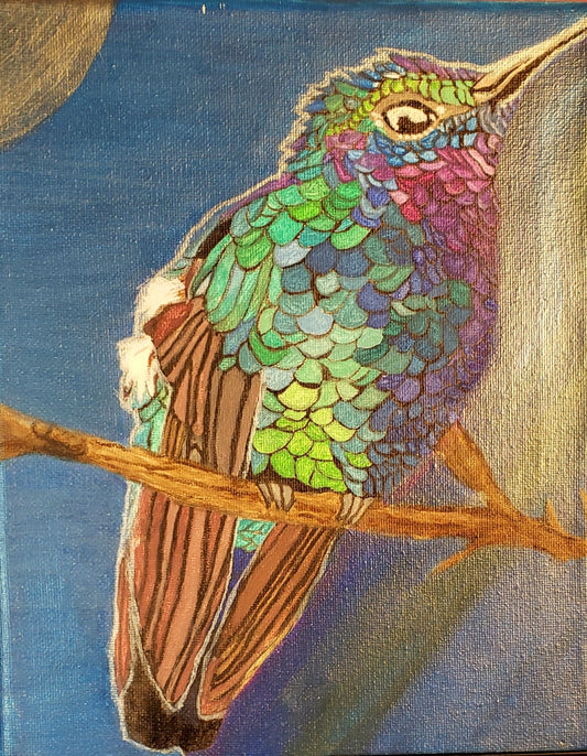 Stillness in Motion – 8x10 Hummingbird Acrylic Painting